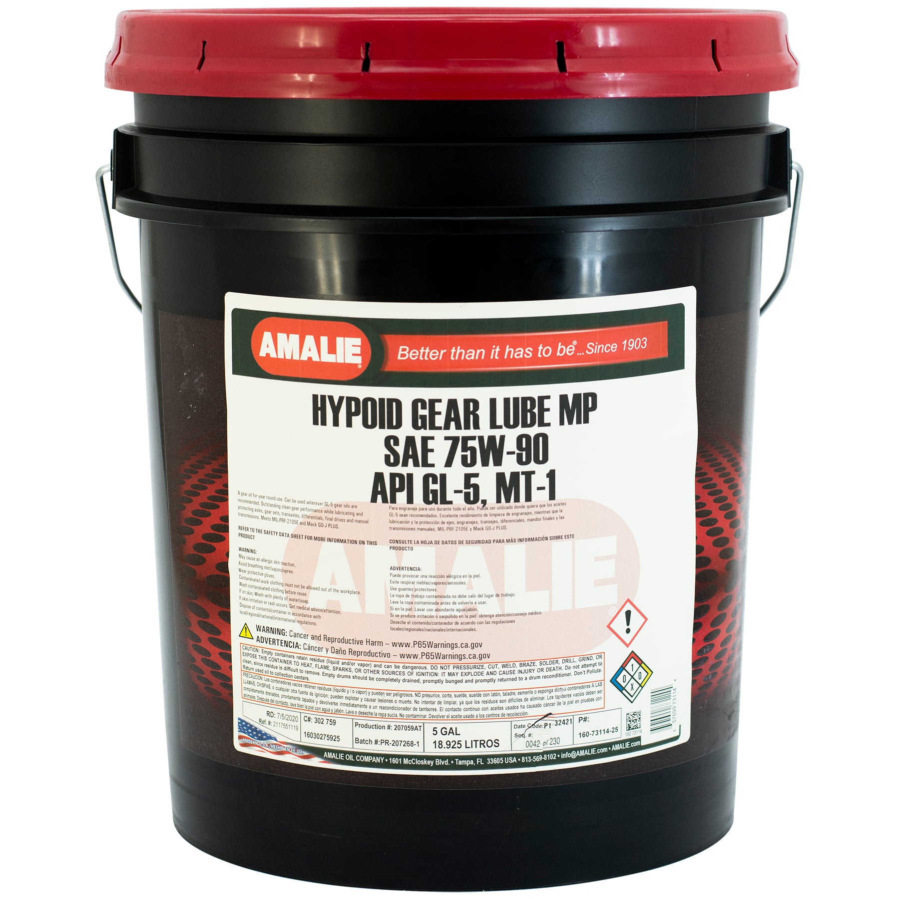 45913 Hypoid Gear Lube MP SAE 75W-90, API GL-5, MT-1 (5 GAL) – Steel ...