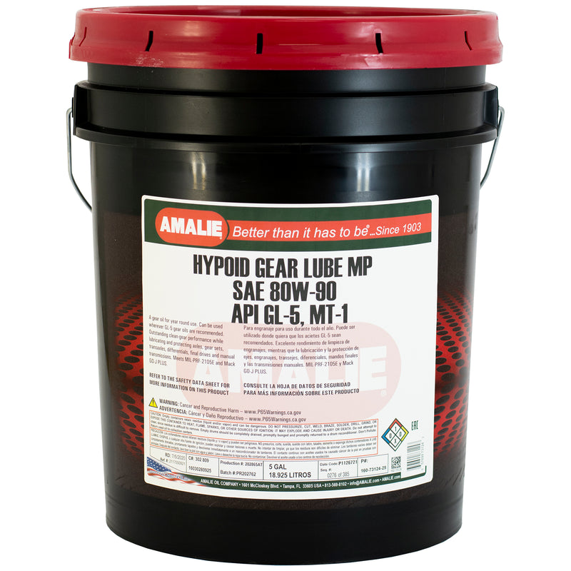 45915 Hypoid Gear Lube MP SAE 80W-90, API GL-5, MT-1 (5 GAL)